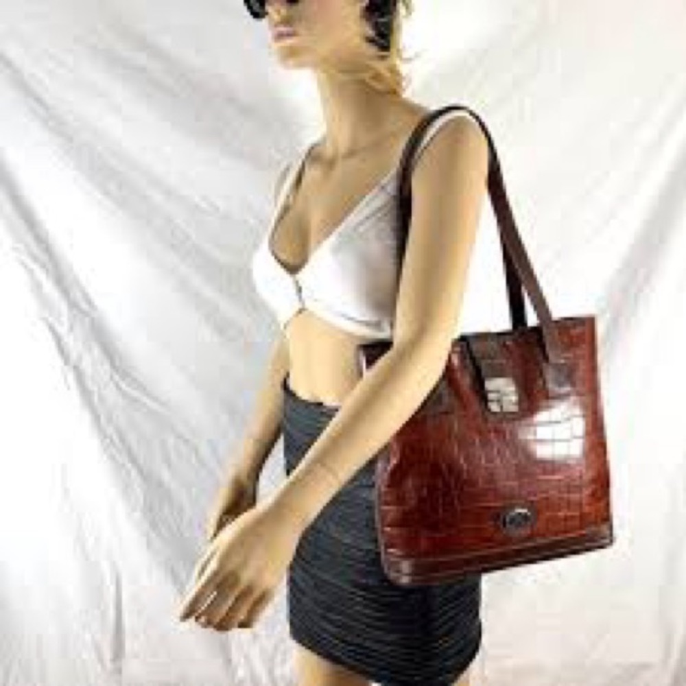Dooney & Bourke Med Shopper Nile Croc Embossed Slim Bucket Tote Bag